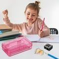 thumbnail image 5 of Meitianfacai Clear Pencil Box with Pencil Sharpener, Hard Plastic Pencil Case Large Capacity with Snap-tight Lid, Stackable Storage Organizer Stationery Case, Supplies (Pink), 5 of 7