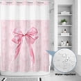 thumbnail image 2 of No Hook Shower Curtain, Pink Bow Shower Curtains for Bathroom with See Through Top Window, Cute Watercolor Girls Cartoon Luxury Waterproof & Washable Bath Curtain Stall 48"x72", 2 of 9