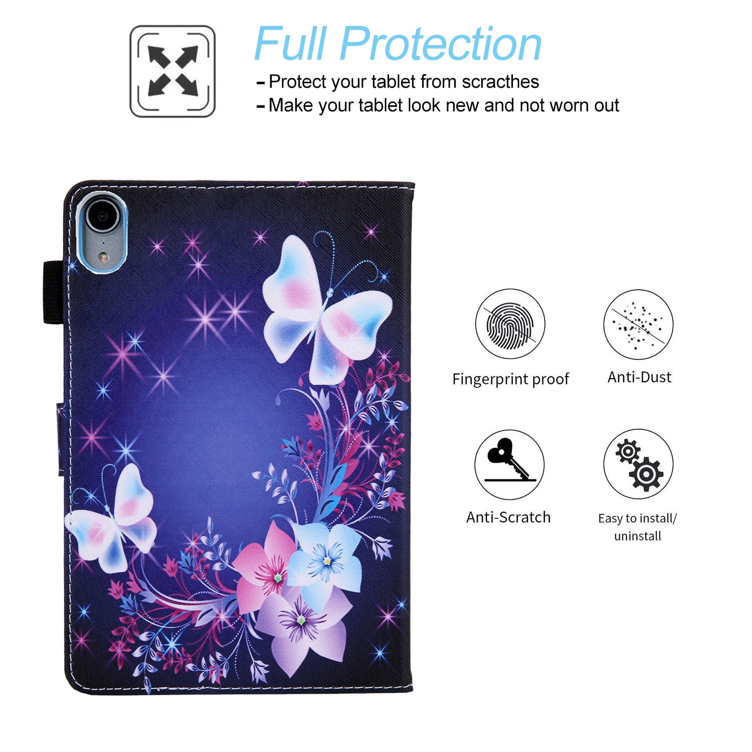 Tarise iPad 10th Generation Case 10.9 inch, iPad 10.9 Covers, PU Leather Auto Wake/Sleep Pencil Holder Shockproof Anti-Scratch Slim Stand Smart Case Cover for Apple iPad 10.9" 10th Gen, Butterflies