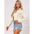 thumbnail image 2 of DARING DIVA Women's Cropped Jean Long Sleeve Frayed Tassel Fringe Denim Jacket XL White, 2 of 7