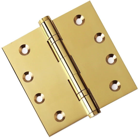 Embassy 4” x 4” Ball Bearing Door Hinge Heavy Duty Hinges Polished Brass with Flat Tips