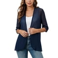 thumbnail image 6 of yoeyez Women Casual 3/4 Sleeve Cardigan Lightweight Chiffon Open Front Cardigans Elegant Dressy Sheer Shrugs for Dresses Navy,S, 6 of 7