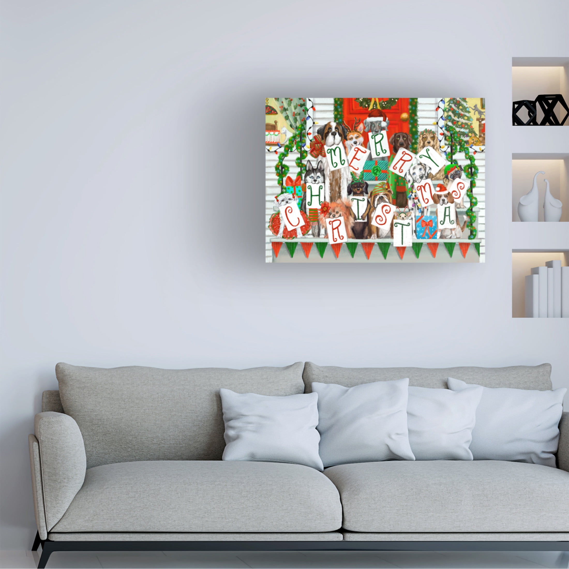 Canvas Wall Art - Christine Rotolo 'Doggie Merry Christmas' Wall Art for Living Room, Bedroom, or Office Décor by Trademark Fine Art - 24 x 18 Inches
