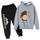 thumbnail image 3 of Conjunto de sudadera con capucha y pantalones de polar para niños, conjunto de 2 piezas, chándal, estampado de cabeza grande de Sasquatch furtivo, 3 of 5