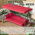 thumbnail image 3 of CHINNLUU Oversized 4 Person Porch Swing with Stand 800 LBS Capacity Adjustable Canopy Backrest Includes Cushions Pillows Patio 2 in 1 Swing Bed for Backyard Garden Poolside, Burgundy, 3 of 11