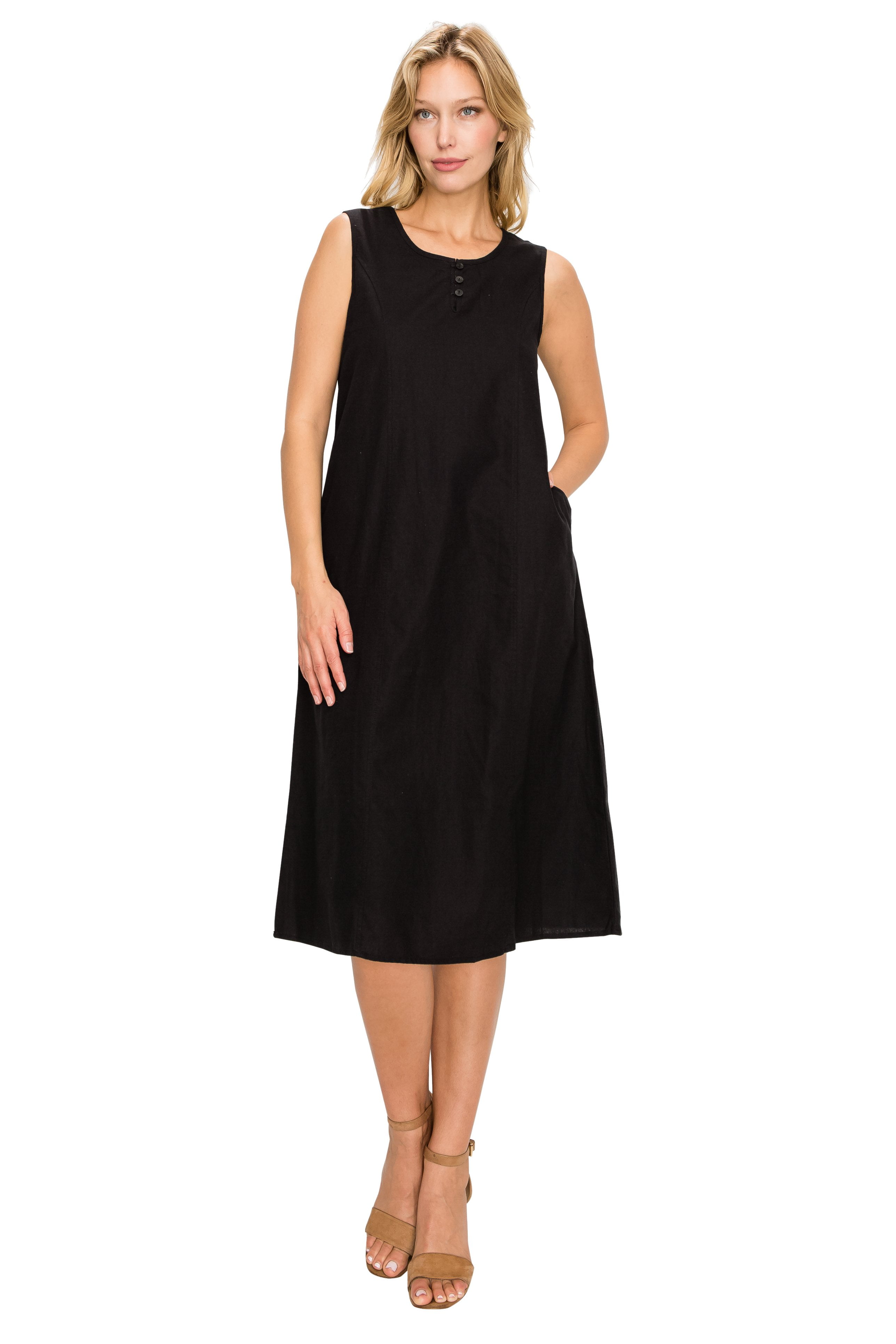 Black Linen MidiDress