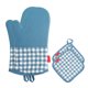 thumbnail image 1 of Guantes,Esonmus guantes de silicona resistentes al calor para horno + 2 soportes de ollas de algodón Tomshoo Azul, 1 of 7