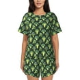 thumbnail image 1 of Balery Broccoli 3 Conjunto de Pijama para Mujer con Estampado, Dos Piezas de Manga Corta y Shorts, Ropa de Dormir Suave con Cuello Redondo y Bolsillos-X-Large, 1 of 6