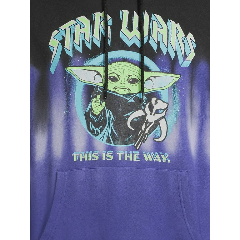 Star Wars Men\'s Washed Child Up S-3X It Pullover Graphic Hoodie with Sizes Light Long Sleeves