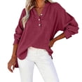 thumbnail image 7 of BODOAO Linen Tops for Women Travel Top Skin-Friendly Tops Loose Fit Flowy Shirts Boho Tops Tunic Tops Lightweight Plain Blouses Lounge Henley Neck Summer Casual Top Brick Red M, 7 of 7