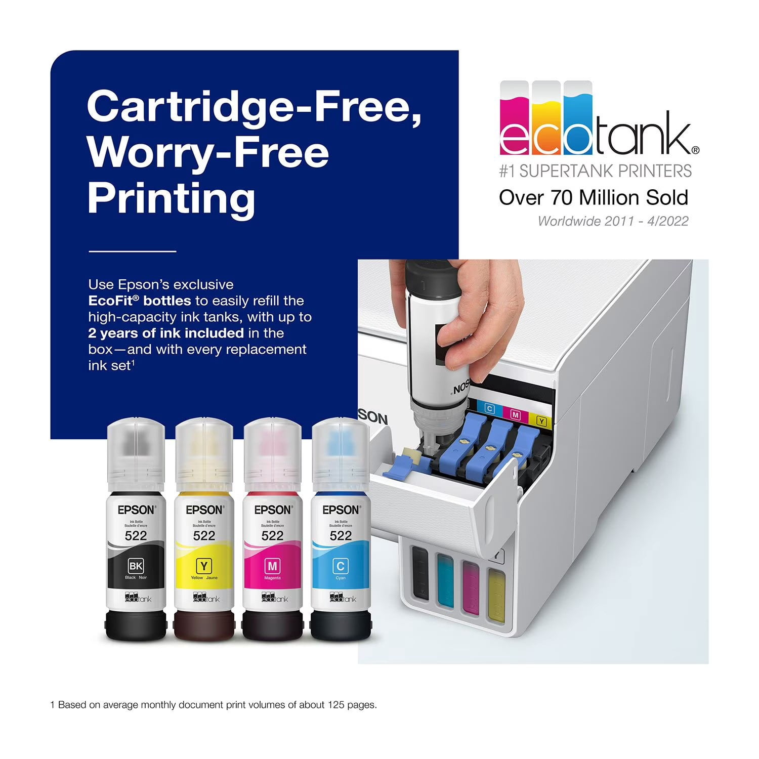 Epson EcoTank ET-2840 Special Edition Wireless Color All-in-One Supertank Printer, 2 Bonus Black Ink Bottles (Sold without manufacturer warranty)