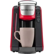 Mixpresso Single Cup Coffee Maker Compatible With 1.0 & 2.0 Single Cup Pods, Removable 45oz Water Tank, Quick Brewing with Auto Shut-Off, One Touch Function (Red/Black)