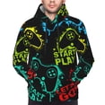 thumbnail image 4 of KLL Play Game Start Print Mens Hoodie Long Sleeve Casual Pullover Hooded Sweatshirt Fashion Drawstring Hoodies with Pocket-3X-Large, 4 of 6
