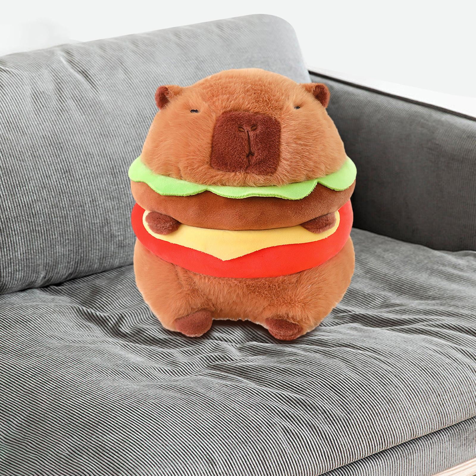 LeeQinersw Hamburger Plush Doll Stuffed Animal Back Cushion Funny Stuffed Toy Capybara Doll 35cm