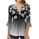 thumbnail image 1 of Camisetas con Cuello en V Mujeres Moda Impresa 3/4 Mangas Blusa, Top Cómodo Casual para el Hogar Y Diario, 1 of 5