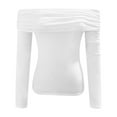 thumbnail image 7 of HNMKIU Women 2025 Fashion Clothes Long Sleeve Shirts Off Shoulder Tops Going Out Crop Slim Fitted Fall Outfits White,S, 7 of 7