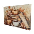 thumbnail image 3 of 16x24 inch Canvas Pictures 'Thanksgiving' Slogan Pumpkin,Coffee & Books,Rustic Yard Garden,Study Wall Hanging Decor Art Painting Poster,For Cafes,Book & Pumpkin Lovers Gifts,Book Room Decor, 3 of 6