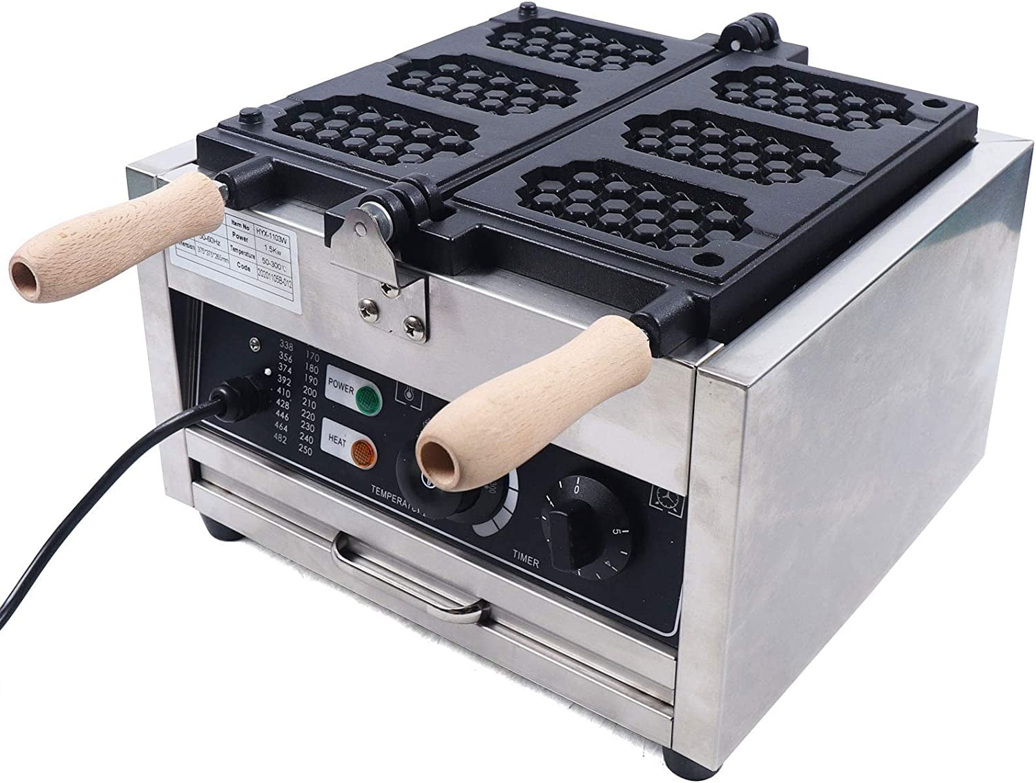Fichiouy Commercial Waffle Cone Maker 3-hole Electric Rotating Baker Machine Nonstick Muffin Maker 1500W