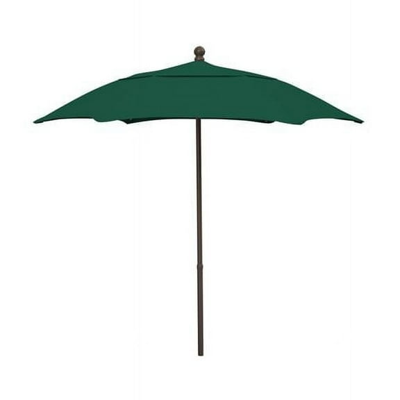 7.5' Hex Patio Umbrella 6 Rib Push Up Champagne Bronze with Forest Green Spun Poly Canopy