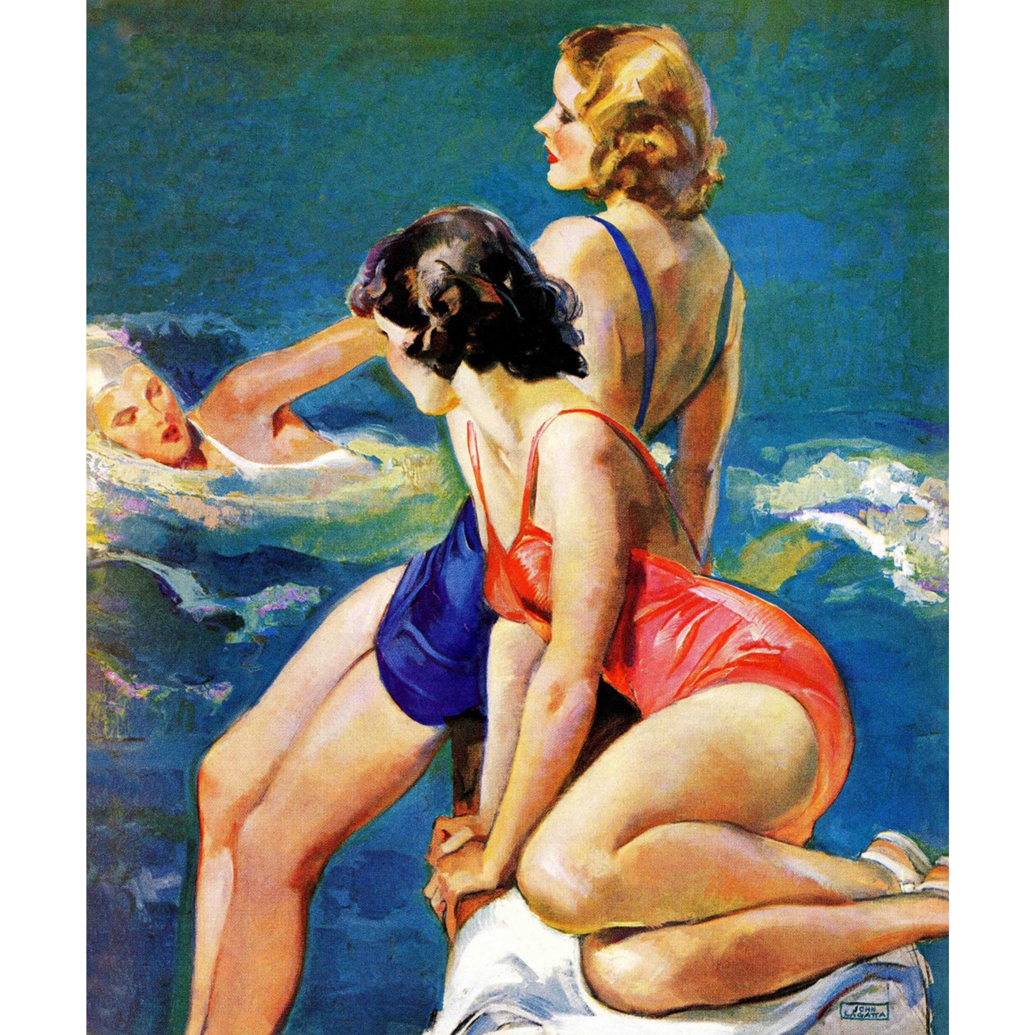Marmont Hill "At the Pool" by John LaGatta Painting Print on Canvas