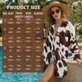 thumbnail image 7 of Xoenoiee Brown Cow Pattern Swimsuit Cover Up for Women Long Sleeve Button Down Blouse Bathing Suit Cover Ups Beach Shirt Dress for Beach Vacation Pool, L, 7 of 7