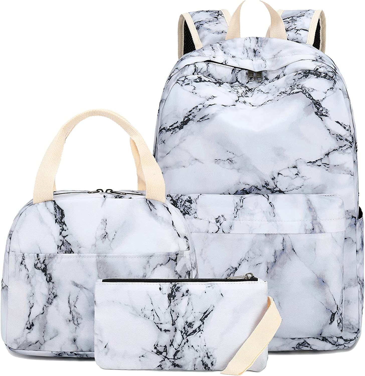 Happon Backpack for Teen Girls Bookbag School Backpack Set 3 Pieces with Lunch box and Pencil