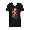 thumbnail image 4 of Womens Clothing Homenesgenics Womens Tops under $5 Women's Floral Print Small-Neck Short Sleeved T-Shirt Loose Tops Black XXL, 4 of 4