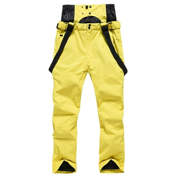 Rohuuque Unisex Plus Sized Ski Pants Waterproof Windproof Thermal Insulated Snowboard Trousers for Mountain Riding Yellow