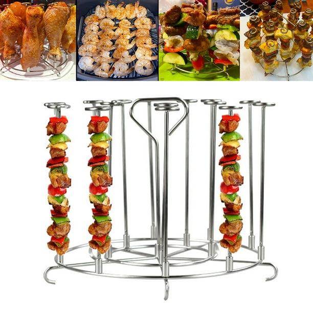 AirFryer Grille de rechange pour friteuse à air comprimé - Double couche  avec brochettes - Support en acier inoxydable - Passe au lave-vaisselle 