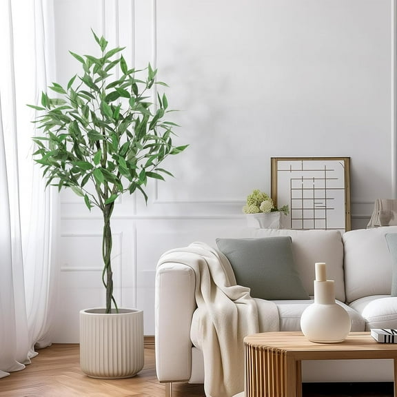 4FT Artificial Eucalyptus - Realistic Simulation Plant with Pot for Home and Office Decoration