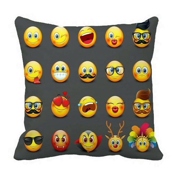 ECZJNT Cute emoticons set emoji smiley Pillow Case Cover Set 18x18 Inch