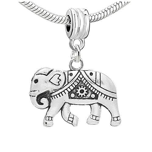 Circus Elephant Dangle Charm Bead Compatible with European Snake Chain Bracelet