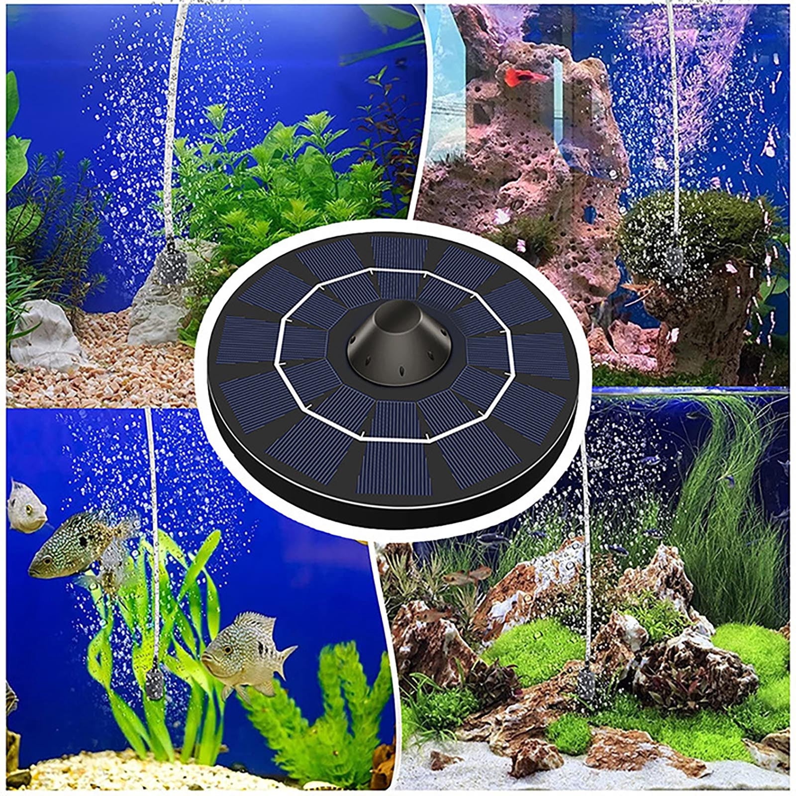Solar Oxygen Pump with 2200mAh Battery, 0.8L/min Portable Aerator for Fish Tank & Pond, Silent Outdoor Solar Powered Air Pump, 6V 2.5W Panel, 150cm Tube, Auto On/Off for Aquarium & Fishing