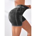 thumbnail image 2 of Women Sexy V Waist Denim Print Biker Shorts Back Ruched Butt Lifting Stretch High Waist Yoga Workout Athletic Shorts, 2 of 5