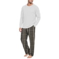 thumbnail image 5 of VV AVEORS Christmas Pajamas For Men Cotton Plaid Pajama Set Long Sleeve Pj Set Comfy Sleepewear Crew Neck Pajama With Pants Dark Gray 3XL, 5 of 7