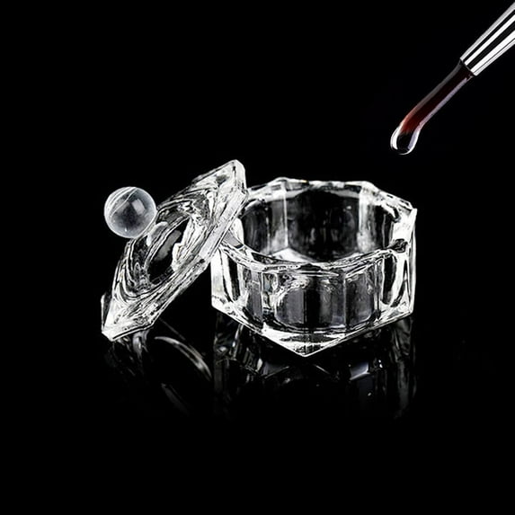 Clear Nail Art Cup, Glass Bowl Nail Art, Crystal Bowl With Lid for Nail Art, Liquid Acrylic Powder Styling Tool