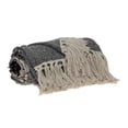 thumbnail image 2 of Boho Beige and Black Handloom Weave Throw with Decorative Tassels, 2 of 4