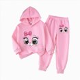 thumbnail image 4 of Gerichy Little Girls 2 Piece Sweatsuit Set Solid Cute Printed Hoodie Clothing Sets Casual Sweatpants Kids Fall Winter Outfits 2T-7T, 4 of 4