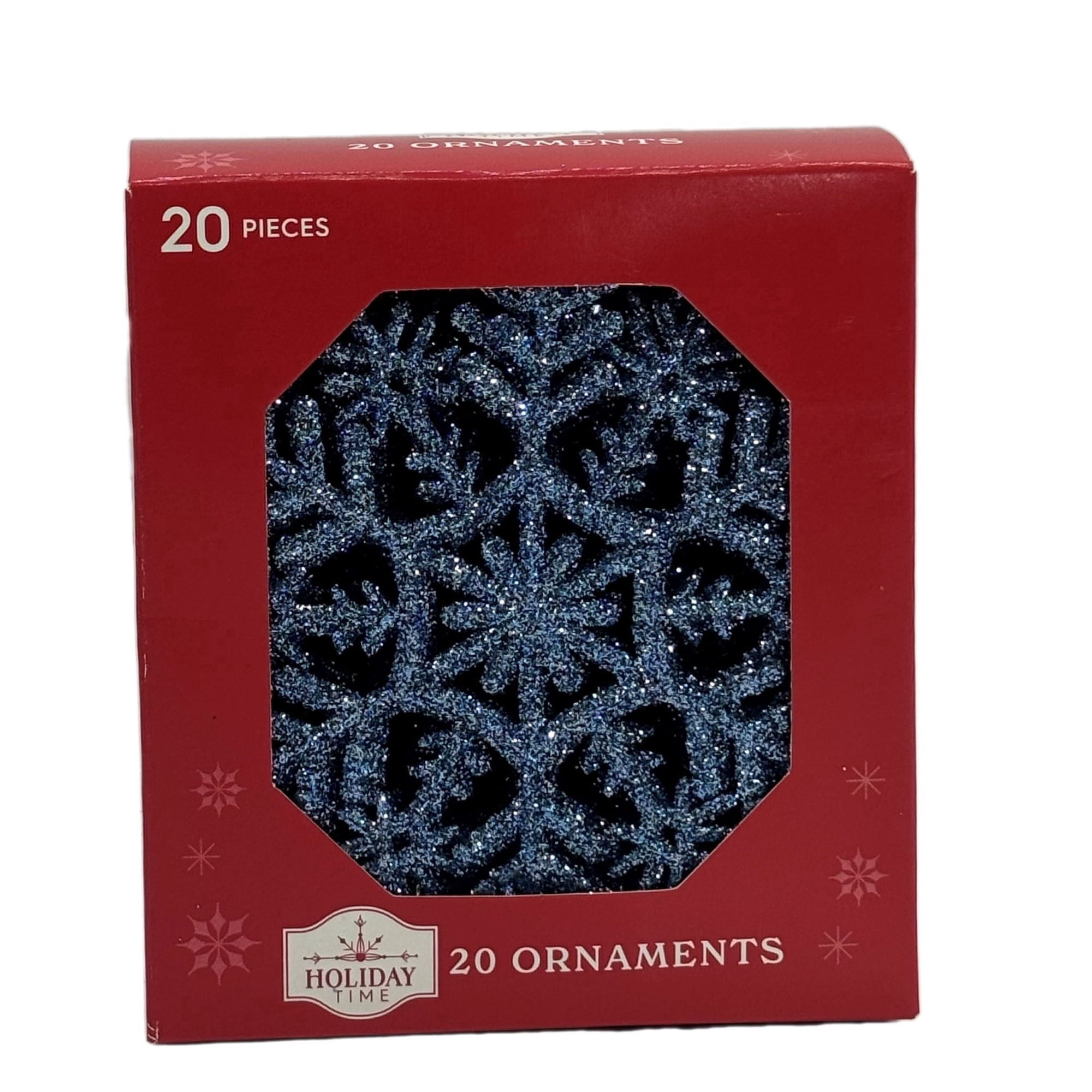 20-Count Light Blue Glitter Snowflake Christmas Ornaments, 3.9", by Holiday Time