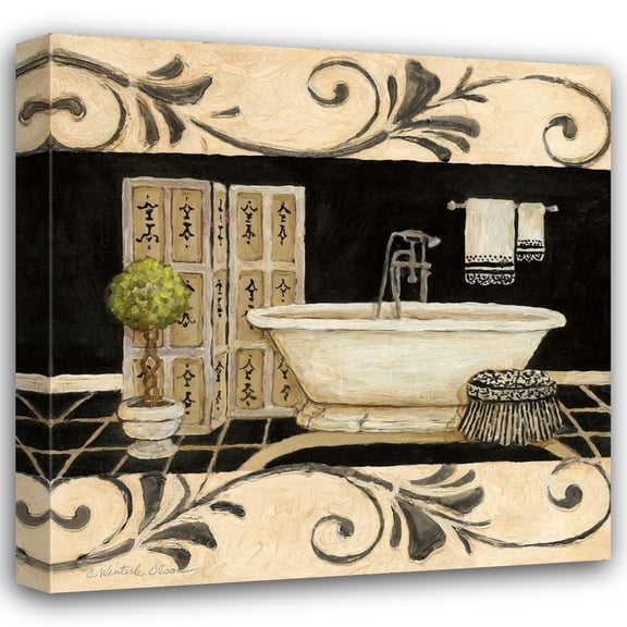 Charlene Olson 20x20 Gallery Wrapped Canvas Wall Art Titled - Ebony and Ivory Bath I