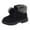 Black, variant on Fozruso Girls' Autumn And Winter Snow Boots Thick Soles Non Slip Warm Comfortable Solid Color Zipper Shoes,Sizes 7.5(18-24 Months)
