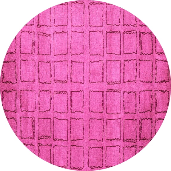Ahgly Company Indoor Round Abstract Pink Modern Area Rugs, 3' Round