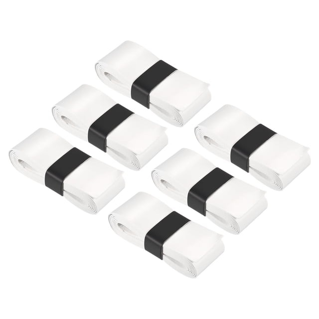 Unique Bargains 43.3' Non-Slip PU Tennis Racket Overgrip Tape Wraps with Hole White 6 Pack
