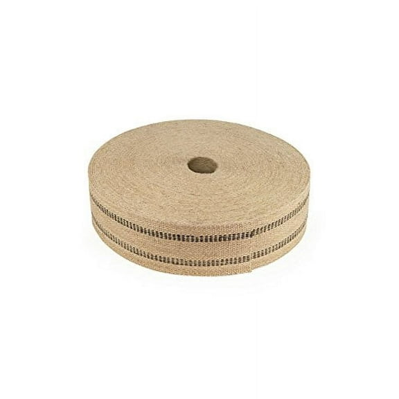 Cleverbrand Jute Webbing, 3.50 Inches x 72 Yards - Natural with Black Stripes