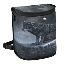 Qxltty Wolf King in The Snow Car Trash Can with Lid Vehicle Backseat Hanging Leak Proof Storage Bin