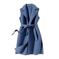 thumbnail image 4 of Aoiroe Women's Western Long Blazer Vest Sleeveless Cowgirl Trendy Fashion Casual Business Casual Work Trench Coat Blue 2XL, 4 of 4