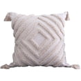 thumbnail image 1 of Funda de cojín con borlas boho, funda de almohada decorativa beige súper suave con flecos de borlas para sofá y dormitorio, 18 x 18 pulgadas, 1 of 8