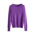 thumbnail image 5 of Women's 100% Merino Wool 2024 Fall Winter First-Line Ready to Wear Long Sleeve Seamless Knit Crewneck Sweater Dark Purple XXL, 5 of 9