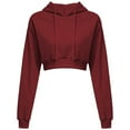 thumbnail image 1 of Pull Sportif à Manches Longues Décontracté Nombril Ouvert Sweat à Capuche Solide Pull Court, 1 of 5