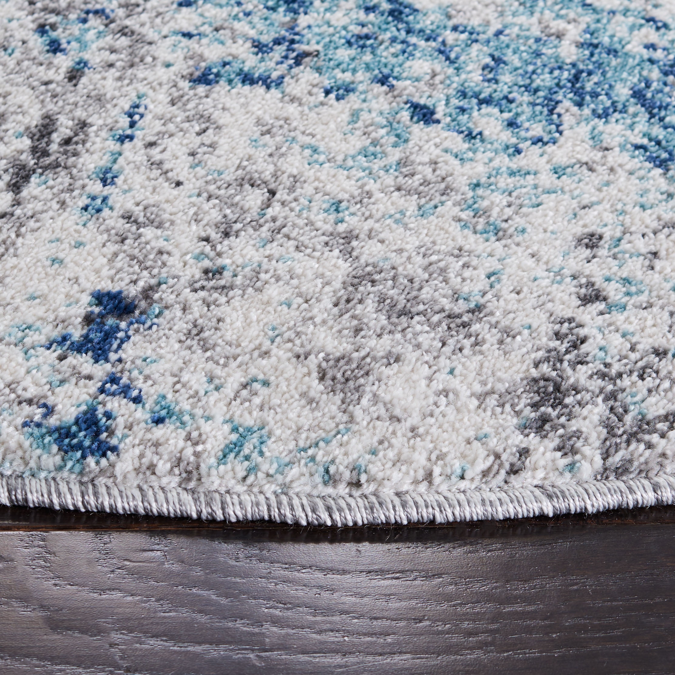 SAFAVIEH Aston Mackenzie Abstract Area Rug, Light Blue/Gray, 6'7" x 6'7" Round